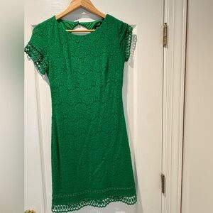 Laundry By Shelli Segal Emerald Green Lace Midi Dress